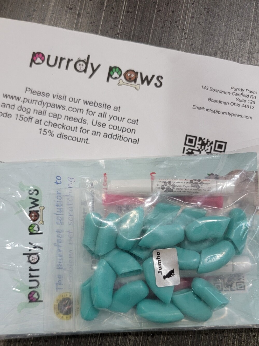 Purrdy Paws Jumbo Dog Nail Caps in Teal